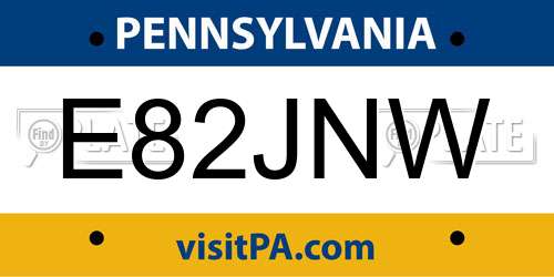 E82JNW Pennsylvania License Plate