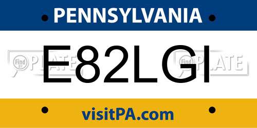 E82LGI Pennsylvania License Plate