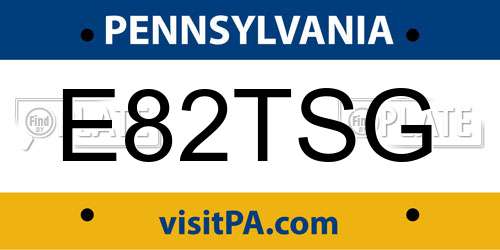 E82TSG Pennsylvania License Plate