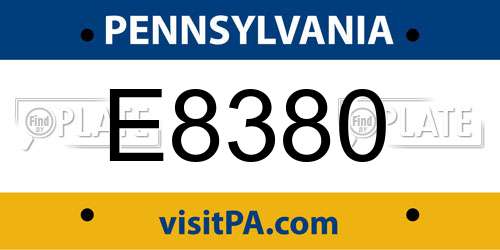 E8380 Pennsylvania License Plate