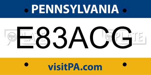 E83ACG Pennsylvania License Plate