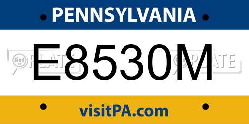 E8530M Pennsylvania License Plate