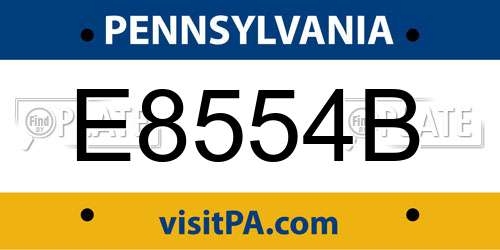 E8554B Pennsylvania License Plate