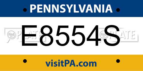 E8554S Pennsylvania License Plate