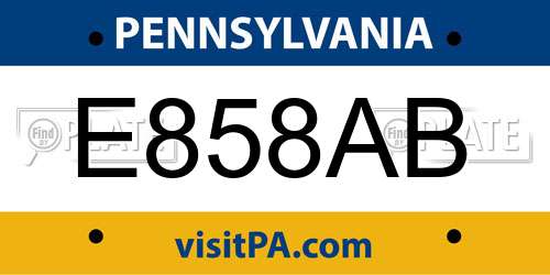 E858AB Pennsylvania License Plate