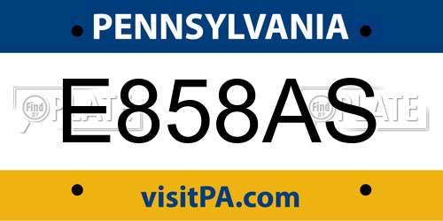 E858AS Pennsylvania License Plate