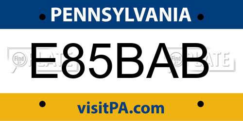 E85BAB Pennsylvania License Plate