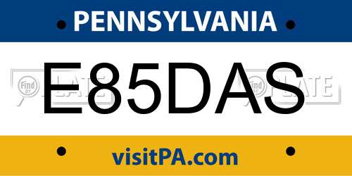 E85DAS Pennsylvania License Plate