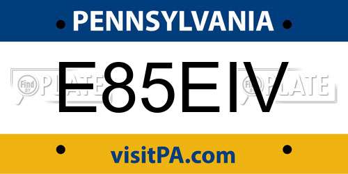 E85EIV Pennsylvania License Plate