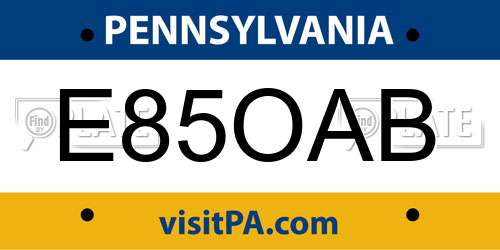 E85OAB Pennsylvania License Plate