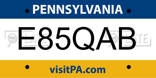E85QAB Pennsylvania License Plate