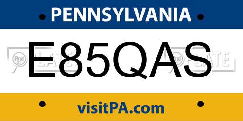 E85QAS Pennsylvania License Plate