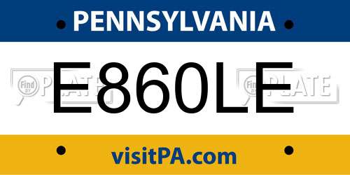 E860LE Pennsylvania License Plate