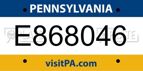 E868046 Pennsylvania License Plate