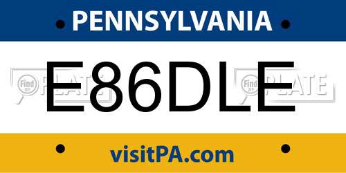 E86DLE Pennsylvania License Plate