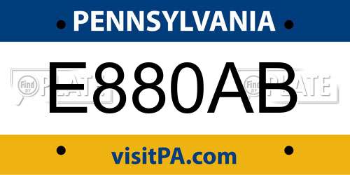 E880AB Pennsylvania License Plate