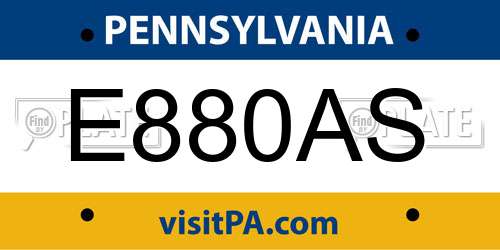 E880AS Pennsylvania License Plate