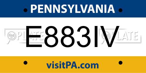 E883IV Pennsylvania License Plate