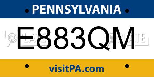 E883QM Pennsylvania License Plate