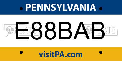 E88BAB Pennsylvania License Plate