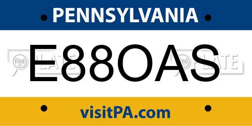 E88OAS Pennsylvania License Plate