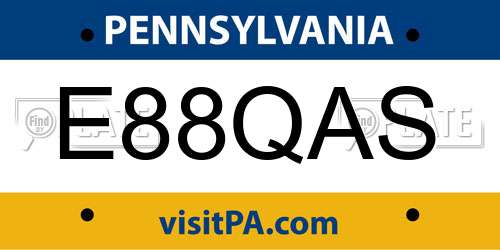 E88QAS Pennsylvania License Plate
