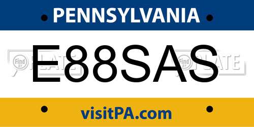 E88SAS Pennsylvania License Plate