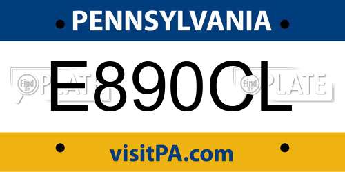 E890CL Pennsylvania License Plate