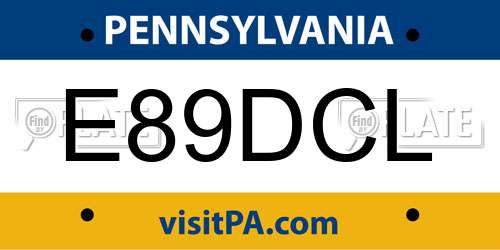 E89DCL Pennsylvania License Plate