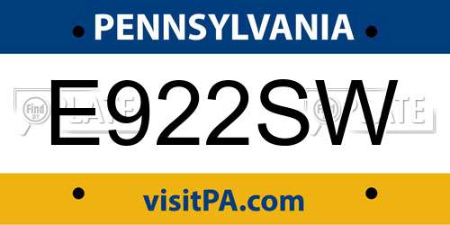 E922SW Pennsylvania License Plate