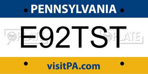 E92TST Pennsylvania License Plate