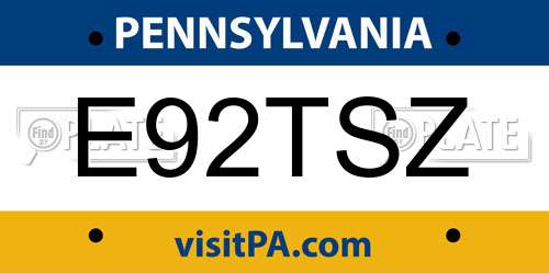 E92TSZ Pennsylvania License Plate
