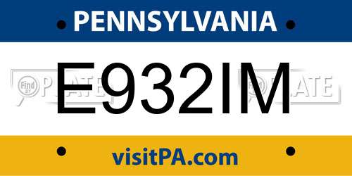E932IM Pennsylvania License Plate