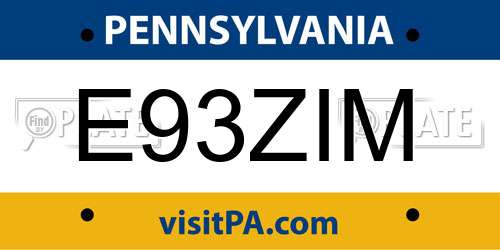 E93ZIM Pennsylvania License Plate