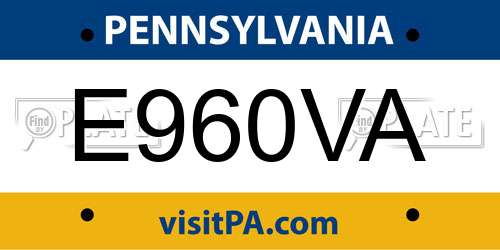 E960VA Pennsylvania License Plate