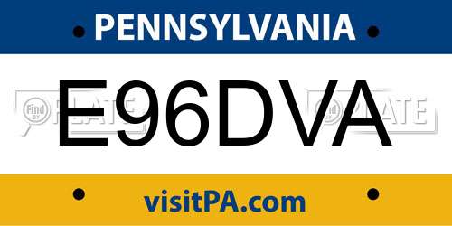 E96DVA Pennsylvania License Plate