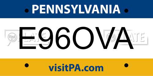 E96OVA Pennsylvania License Plate