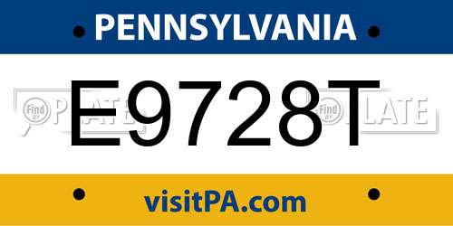 E9728T Pennsylvania License Plate