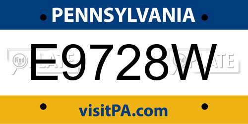 E9728W Pennsylvania License Plate