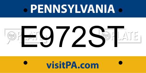E972ST Pennsylvania License Plate