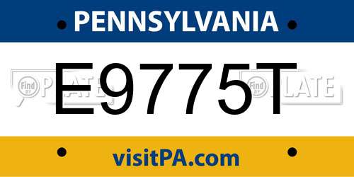 E9775T Pennsylvania License Plate