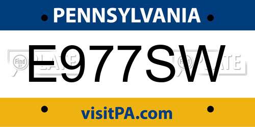 E977SW Pennsylvania License Plate