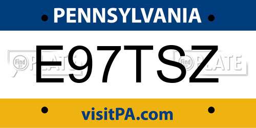 E97TSZ Pennsylvania License Plate