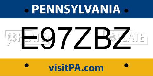 E97ZBZ Pennsylvania License Plate