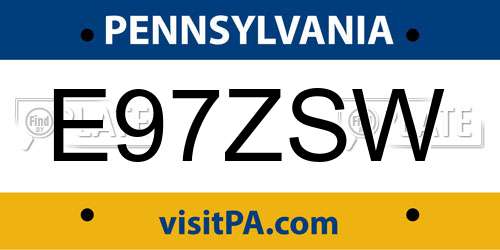 E97ZSW Pennsylvania License Plate
