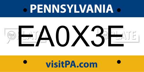 EA0X3E Pennsylvania License Plate