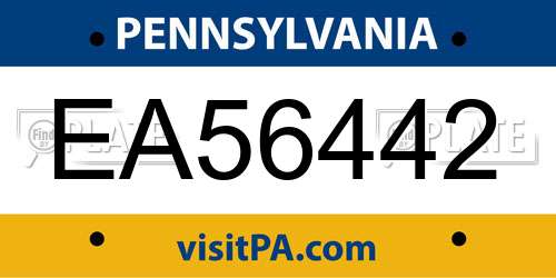 EA56442 Pennsylvania License Plate