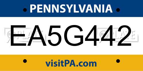EA5G442 Pennsylvania License Plate