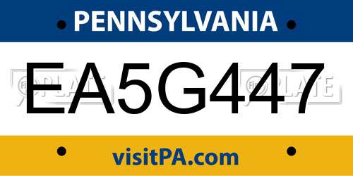 EA5G447 Pennsylvania License Plate
