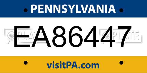 EA86447 Pennsylvania License Plate